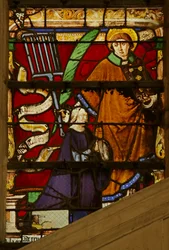 Raam met schenker en heilige Laurentius